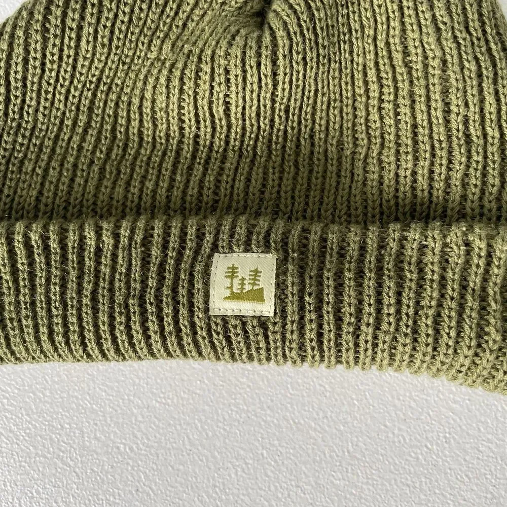 Woosah Fisherman Knit Beanie Hat Cap Hemp Blend Green Men's One Size